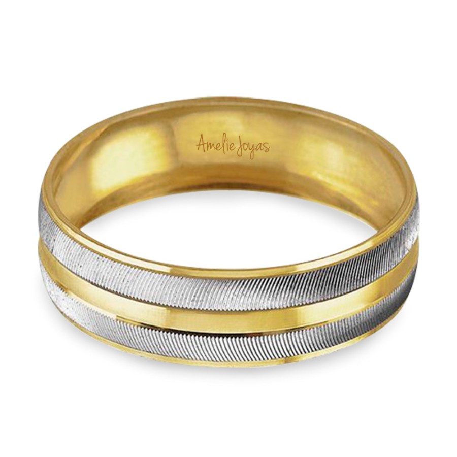 Argollas Amelie Joyas | Argolla De Matrimonio Unisex Oro Bicolor